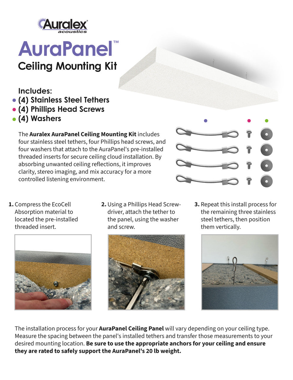 AuraPanel A324 ceiling and corner mounting kit
