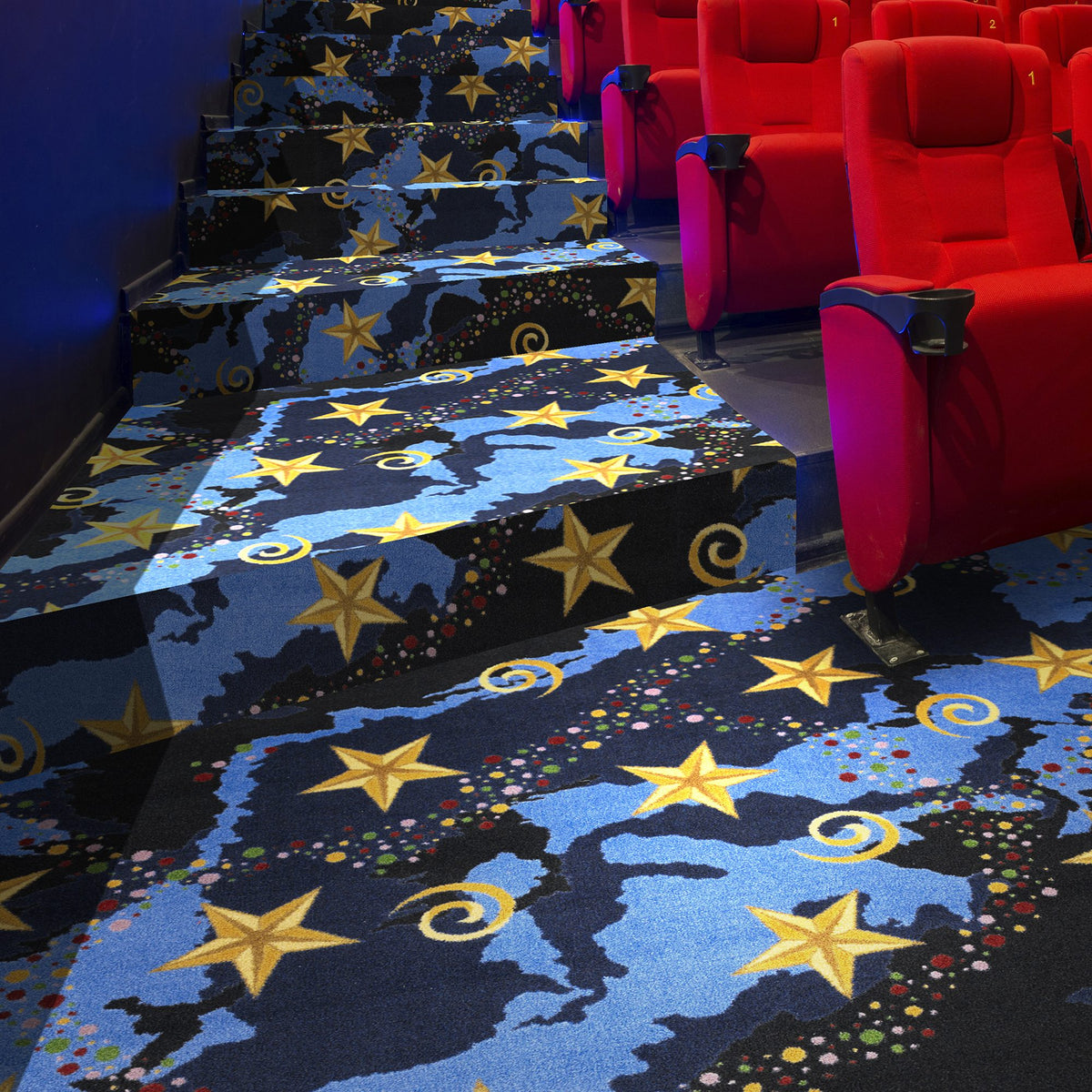Galaxy carpet — close-up of star motif and cut pile