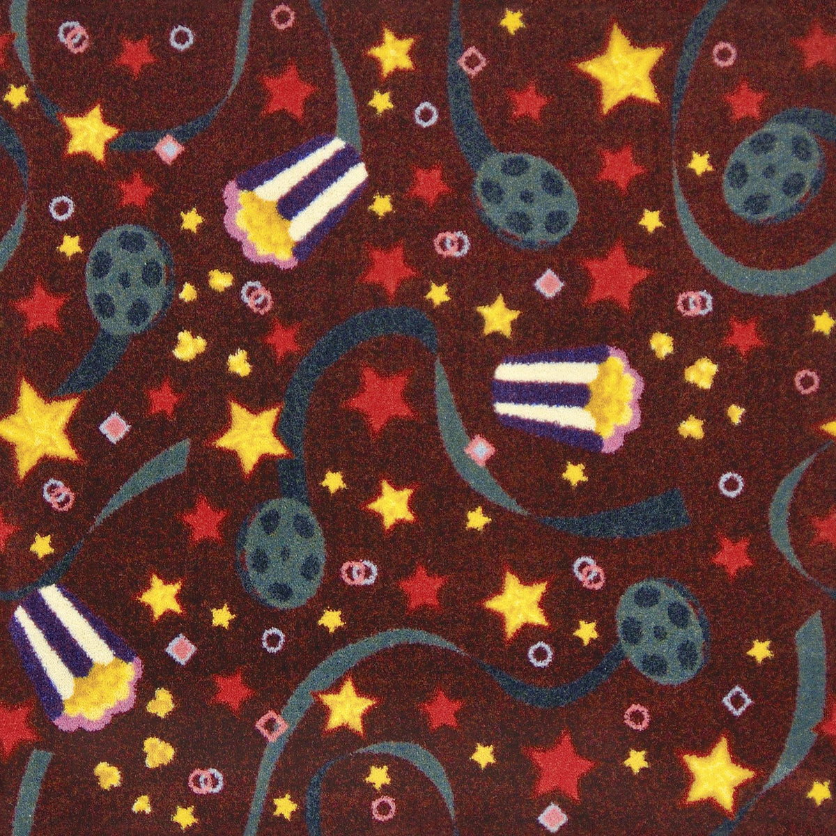Feature Film home theater carpet in Burgundy — pattern detail, 13'6 inch broadloom