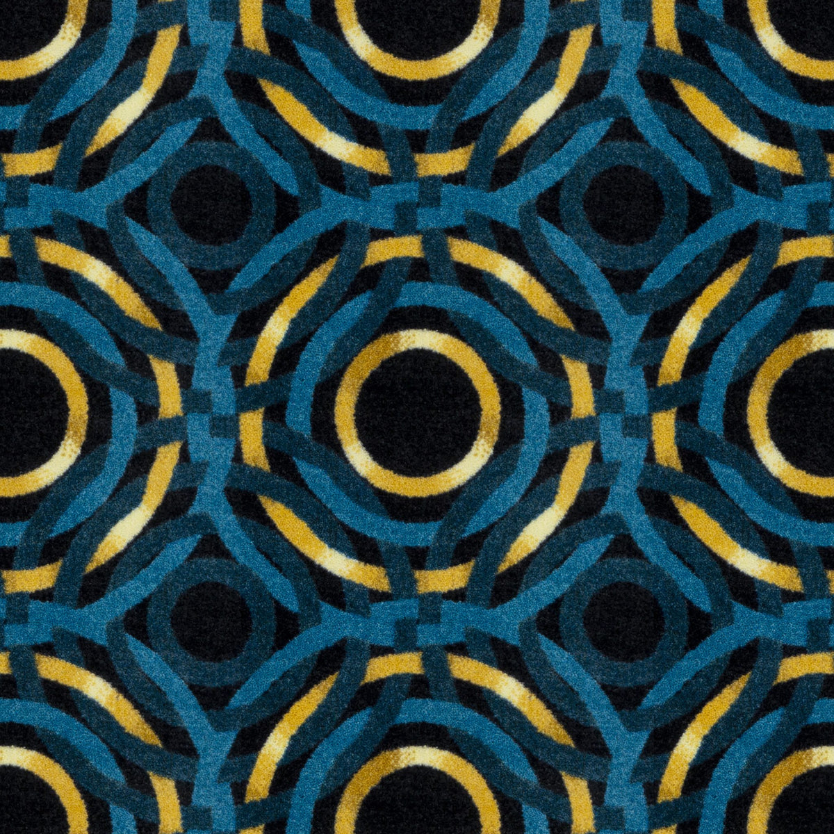 Mayfair home theater carpet in Azure — interlocking circle pattern detail