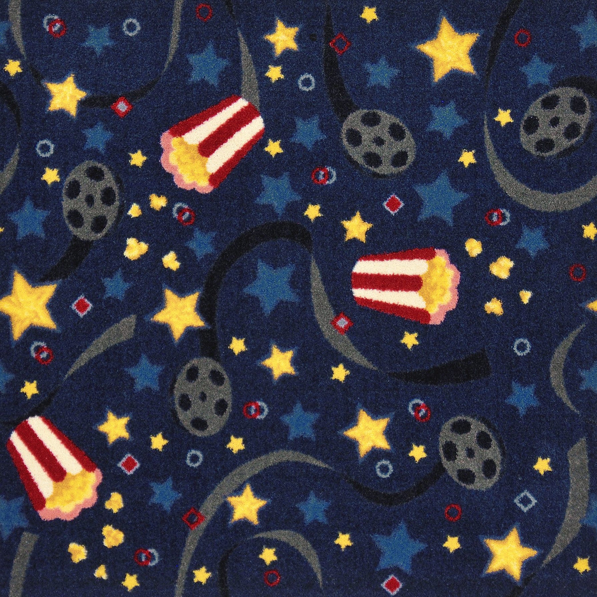 Feature Film home theater carpet in Navy — pattern detail, 13'6 inch broadloom