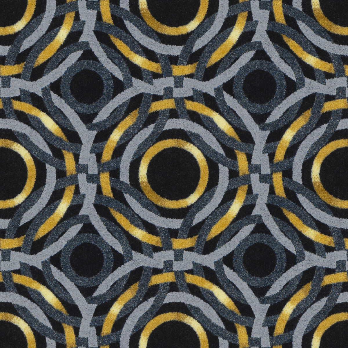 Mayfair home theater carpet in Smoke — interlocking circle pattern detail