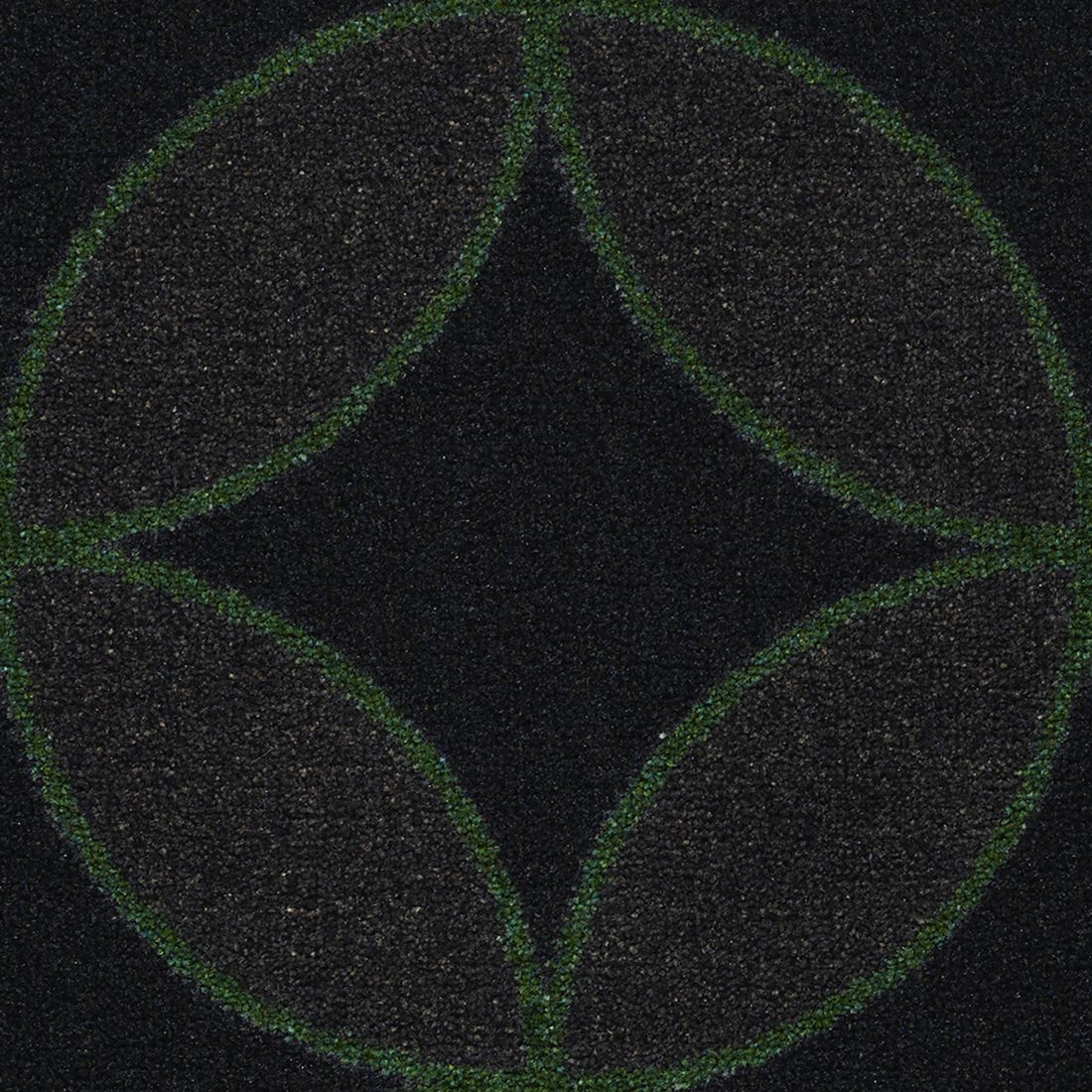 Eclipse carpet in Green — full 13.5 inch pattern repeat